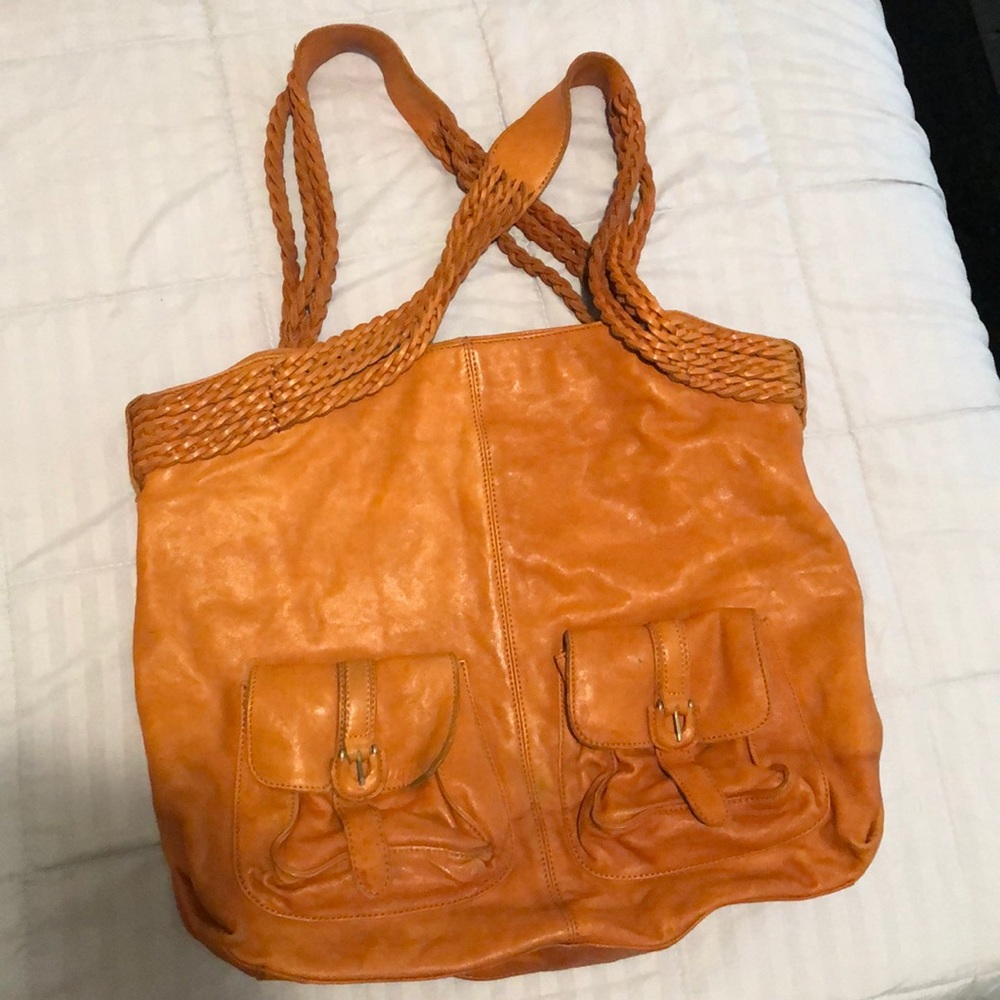 HOBO International burnt yellow leather tote bag